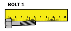 Bolt 1 showing 5cm on ruler.